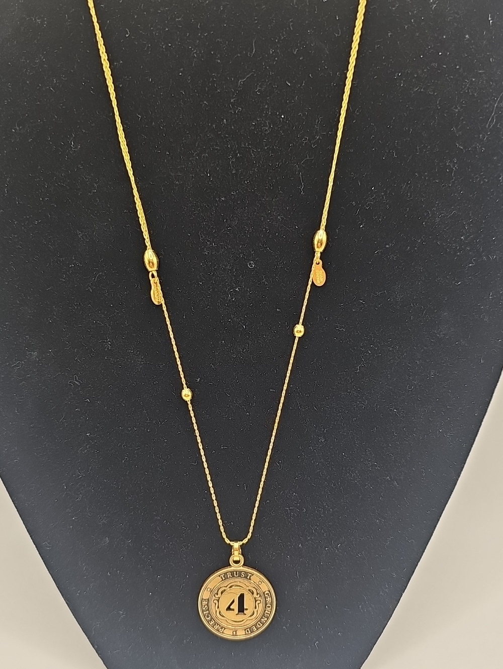 Alex and Ani Gold Coin Pendant Necklace with Bead Accents
